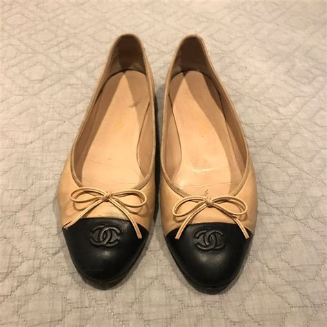 beige black chanel flats|chanel flats size 41.